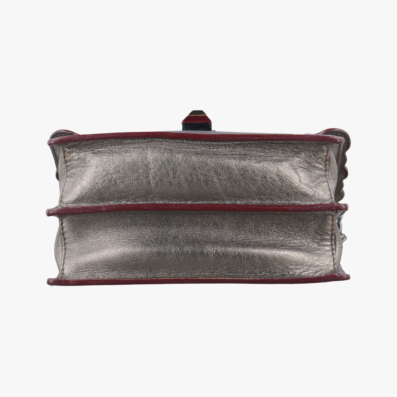 Vintage Fendi studded Kan I Metallic Gray Gold Leather 8M0381 shoulderbag | stylenewstar