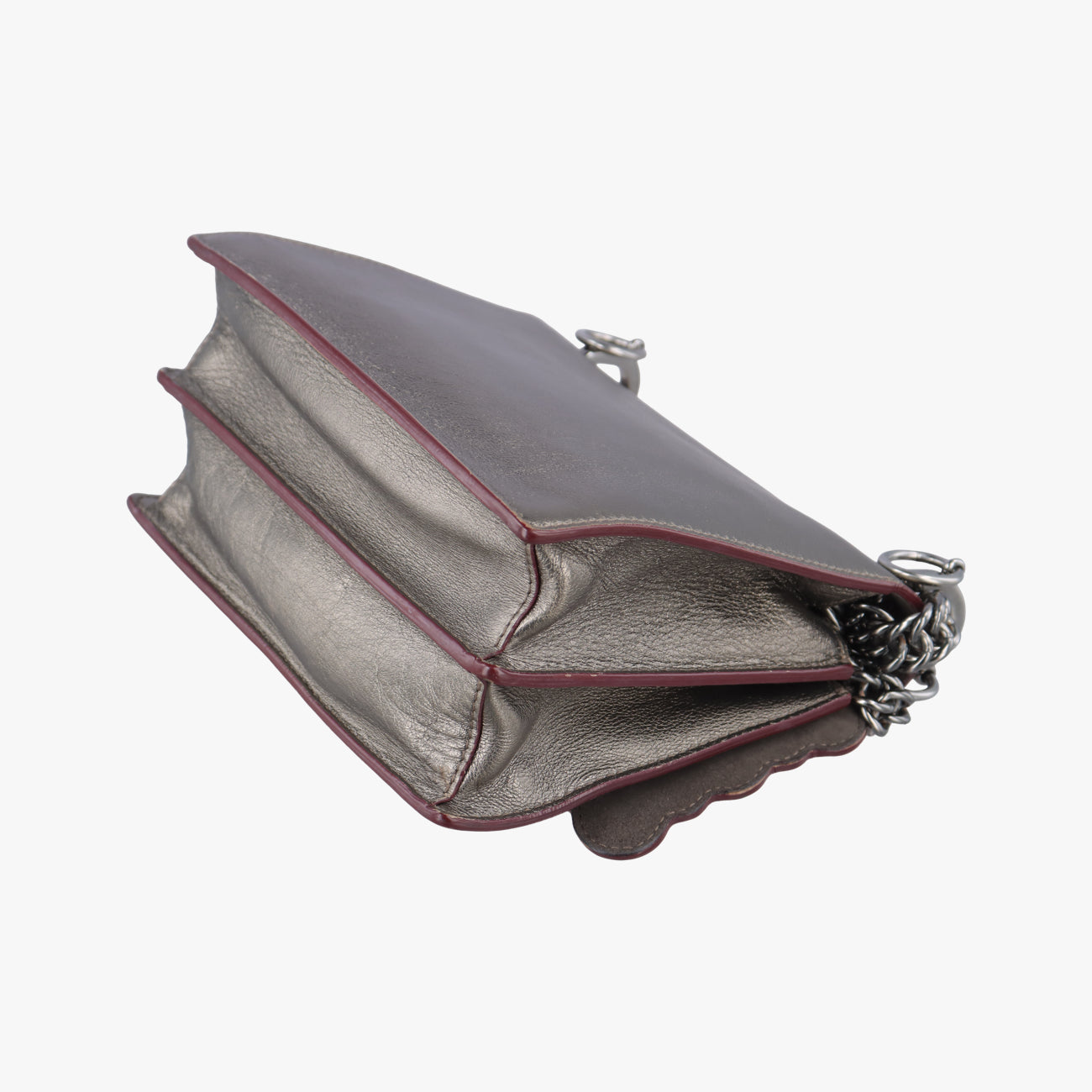 Vintage Fendi studded Kan I Metallic Gray Gold Leather 8M0381 shoulderbag | stylenewstar