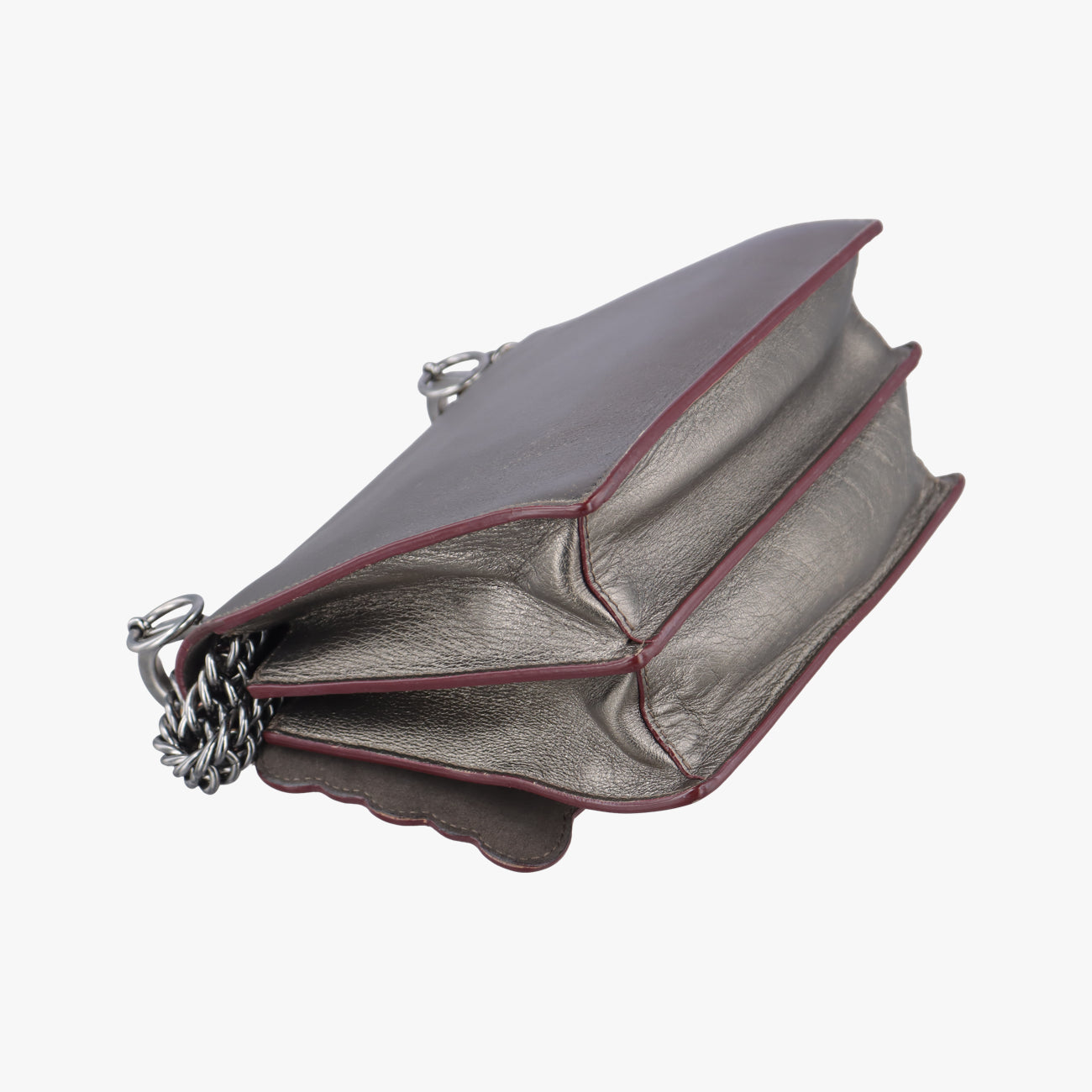 Vintage Fendi studded Kan I Metallic Gray Gold Leather 8M0381 shoulderbag | stylenewstar