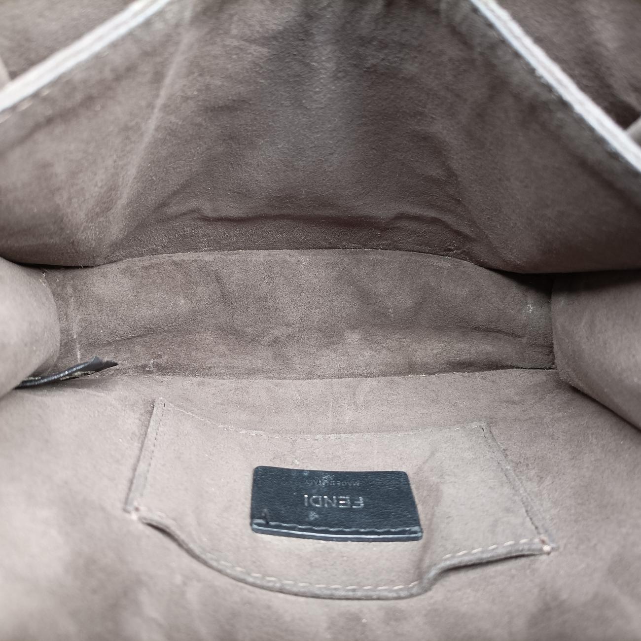 Vintage Fendi studded Kan I Metallic Gray Gold Leather 8M0381 shoulderbag | stylenewstar