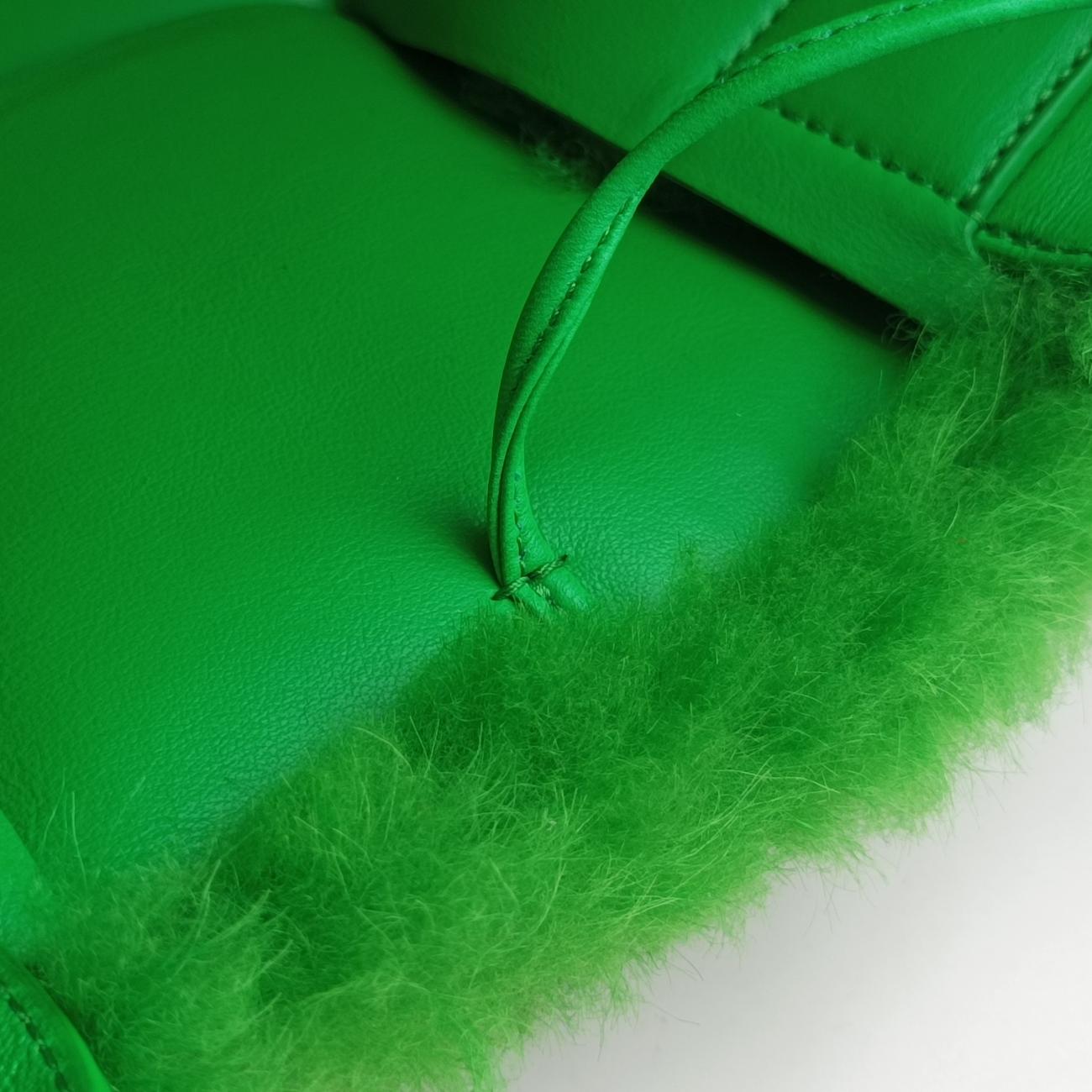 Pre-owned Bottega Veneta Sac Cabas Arco Green Lambswool  handbag | stylenewstar