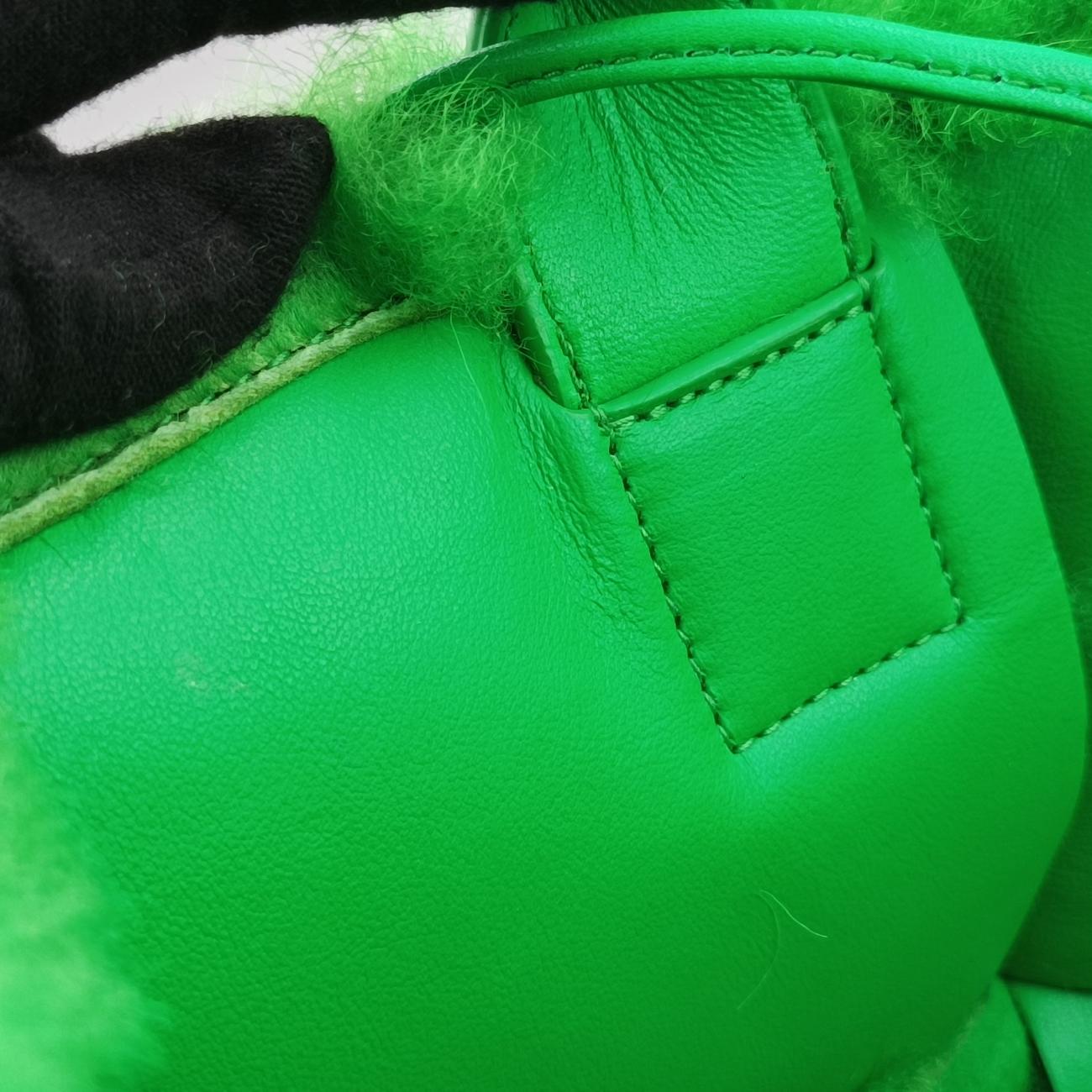 Pre-owned Bottega Veneta Sac Cabas Arco Green Lambswool  handbag | stylenewstar