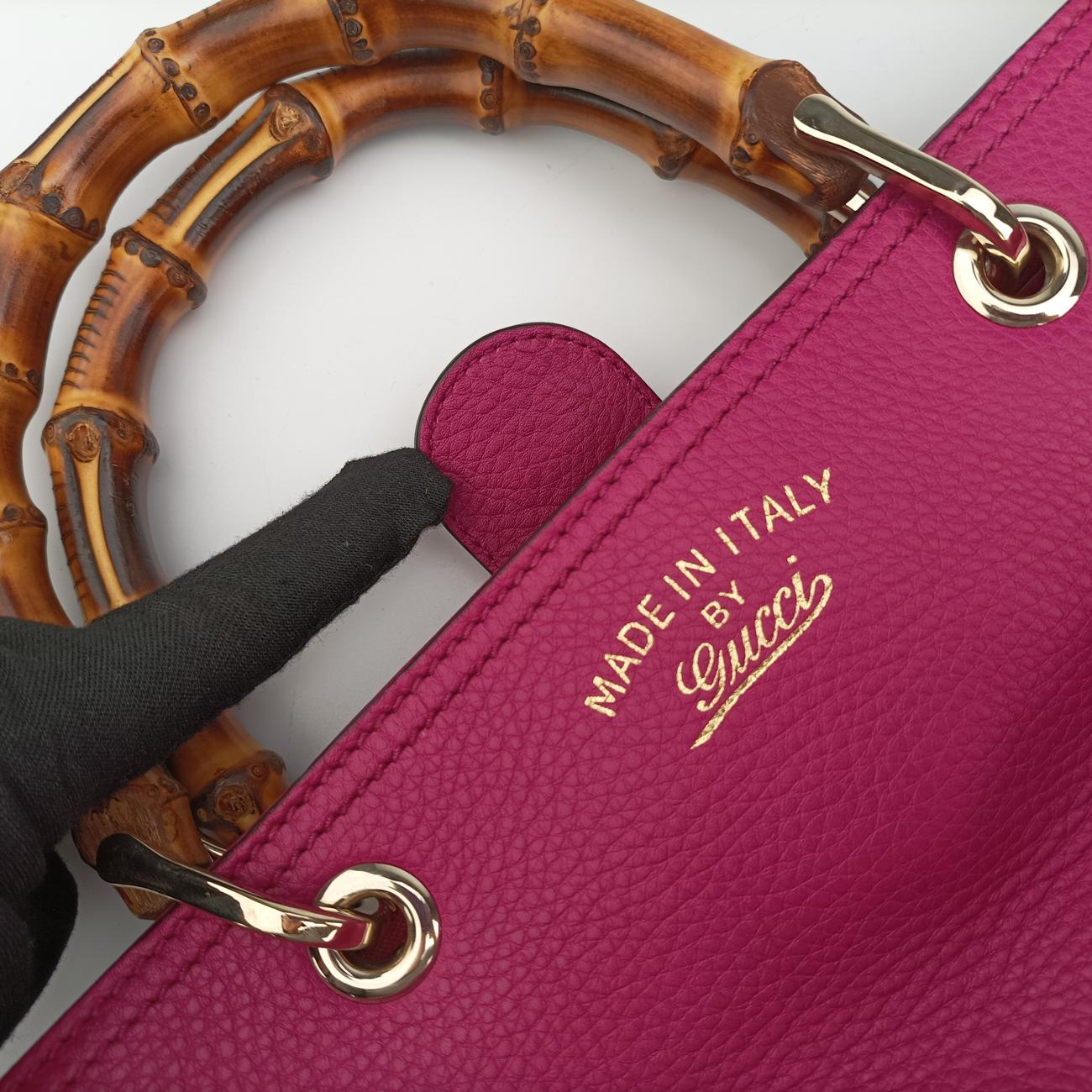 Pre-owned Gucci Bamboo Shopper Rose Leather 323660 shoulderbag | stylenewstar