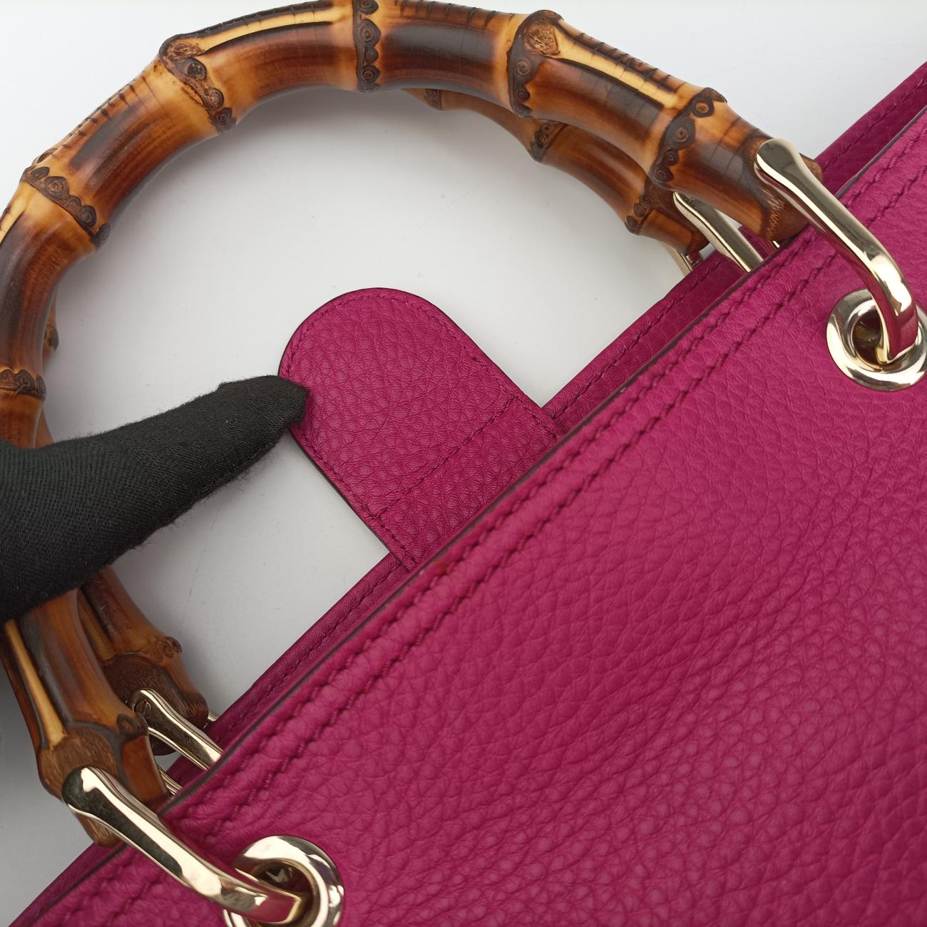 Pre-owned Gucci Bamboo Shopper Rose Leather 323660 shoulderbag | stylenewstar