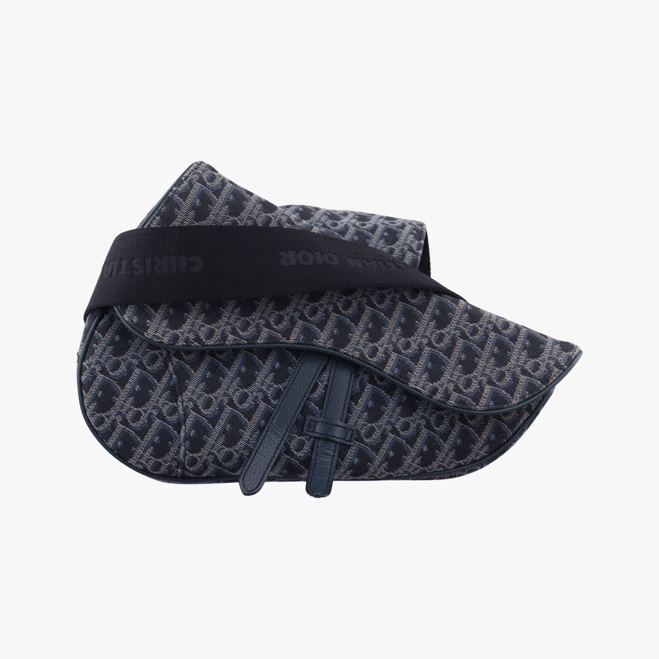 Pre-owned Christian Dior Saddlebags Gray x Navy Jacquard  shoulderbag | stylenewstar