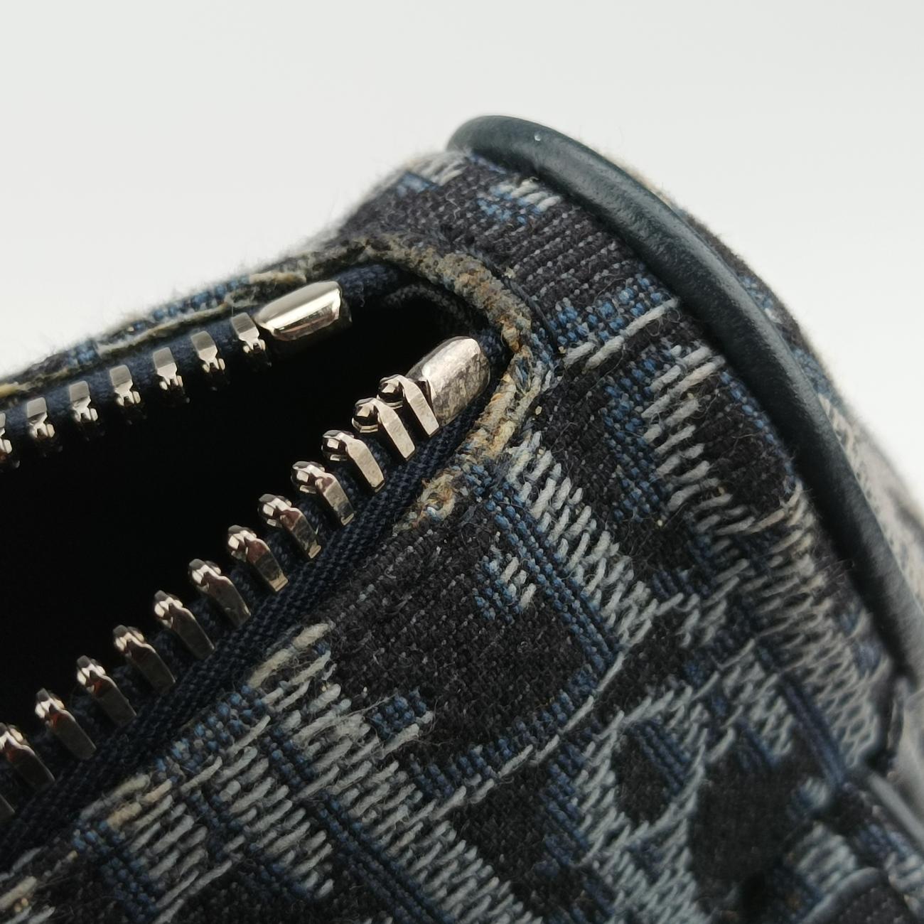 Pre-owned Christian Dior Saddlebags Gray x Navy Jacquard  shoulderbag | stylenewstar