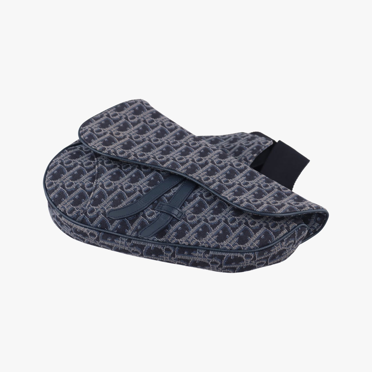 Pre-owned Christian Dior Saddlebags Gray x Navy Jacquard  shoulderbag | stylenewstar