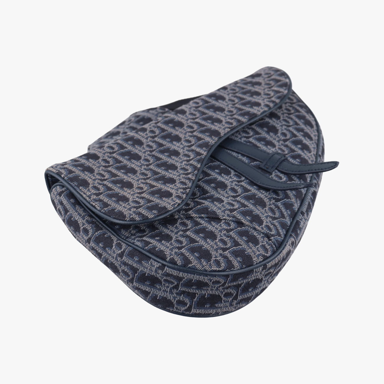 Pre-owned Christian Dior Saddlebags Gray x Navy Jacquard  shoulderbag | stylenewstar