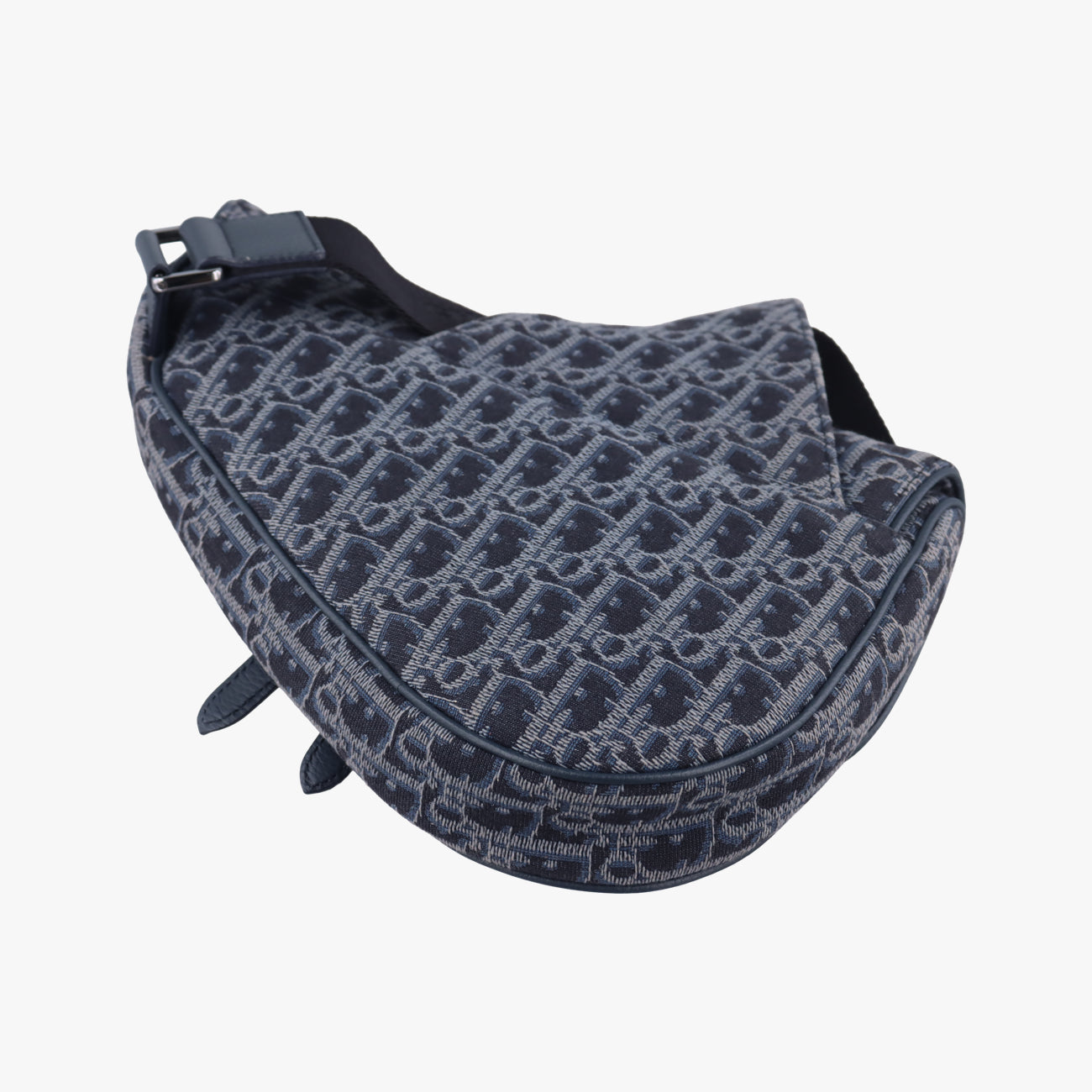 Pre-owned Christian Dior Saddlebags Gray x Navy Jacquard  shoulderbag | stylenewstar