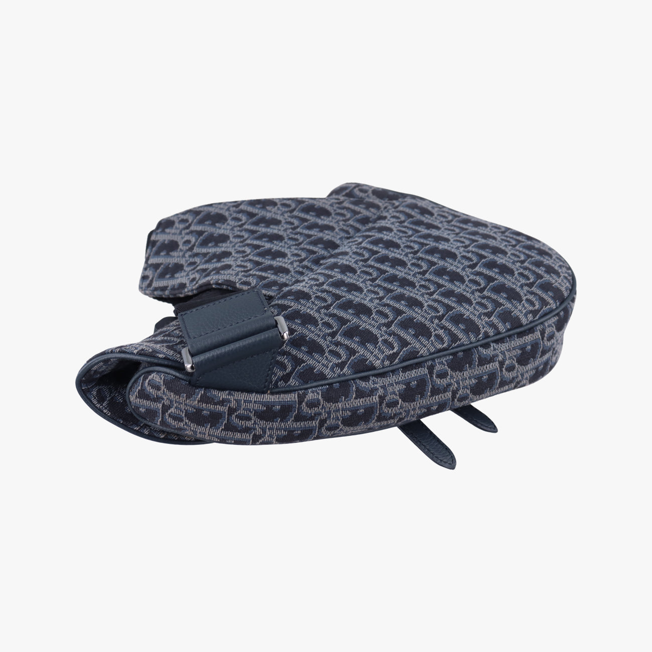 Pre-owned Christian Dior Saddlebags Gray x Navy Jacquard  shoulderbag | stylenewstar