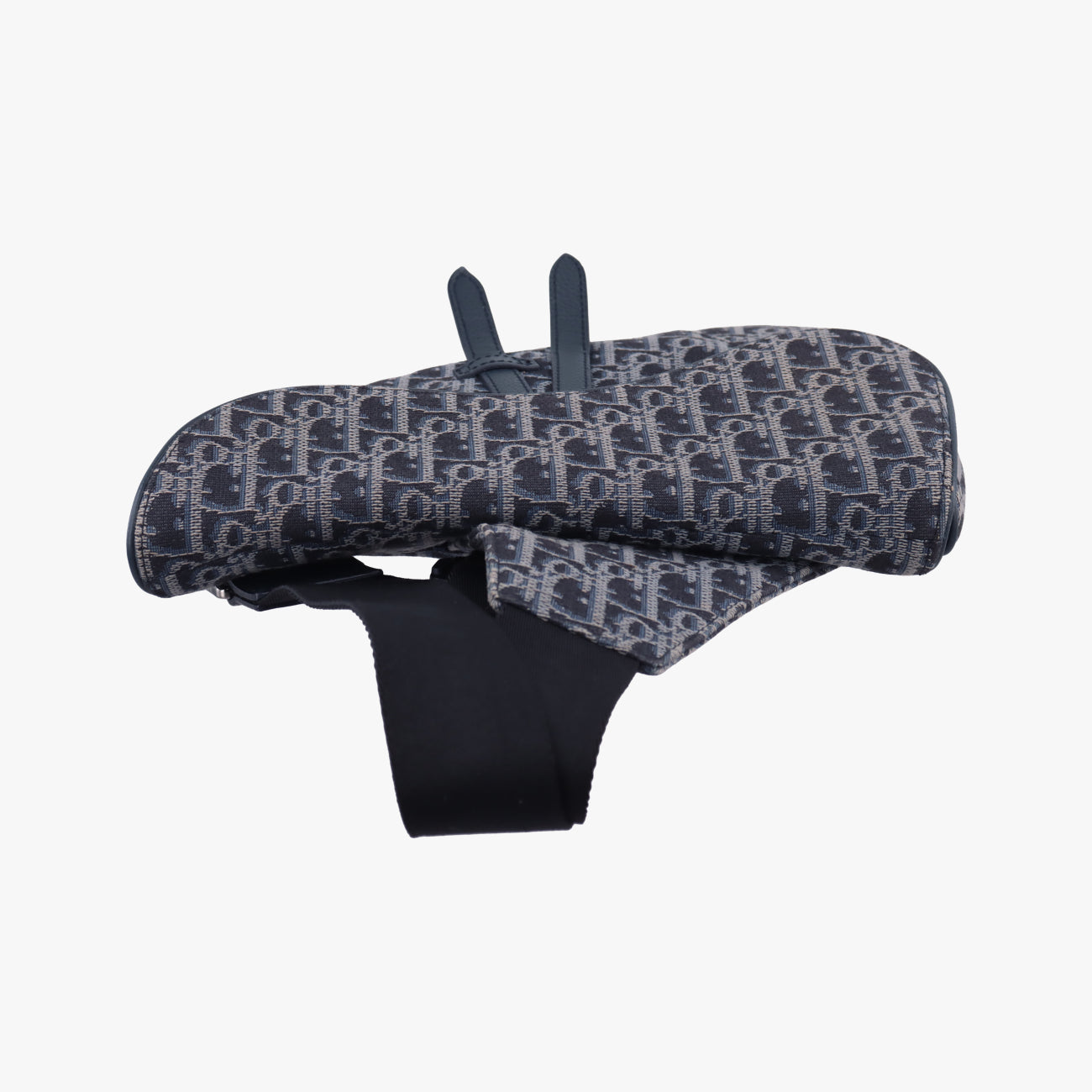 Pre-owned Christian Dior Saddlebags Gray x Navy Jacquard  shoulderbag | stylenewstar