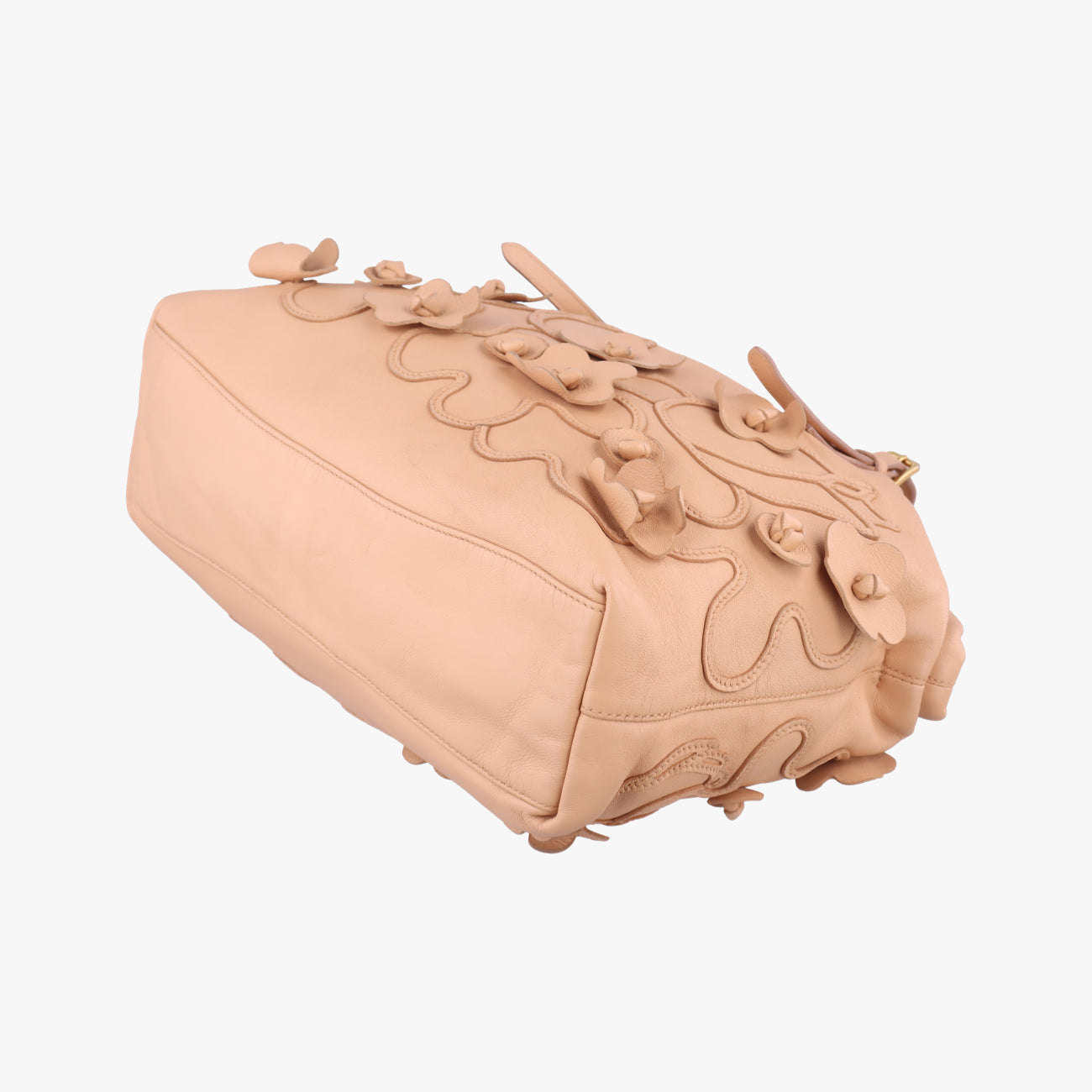 Pre-owned Prada floral embellishments Pink leather  shoulderbag | stylenewstar