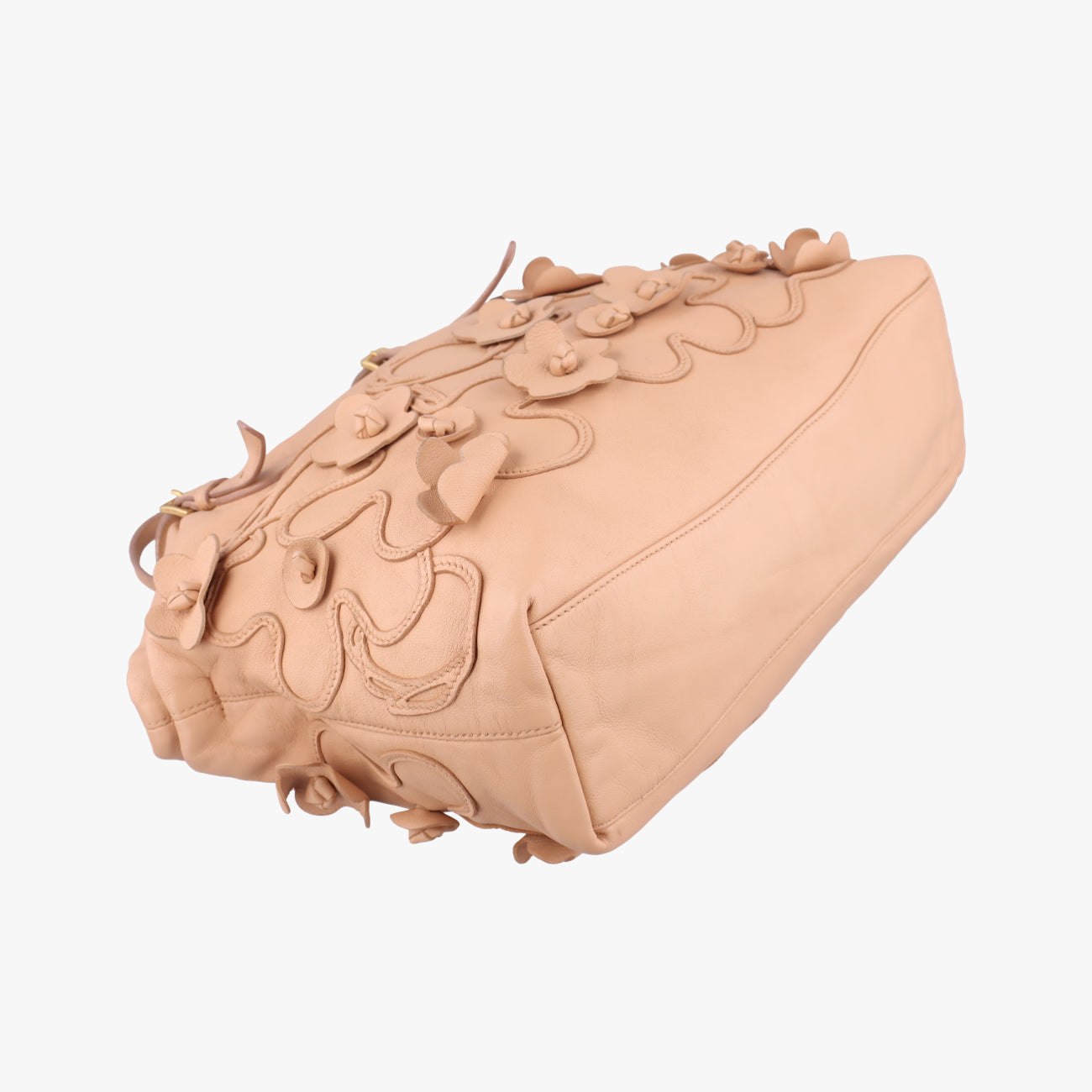 Pre-owned Prada floral embellishments Pink leather  shoulderbag | stylenewstar