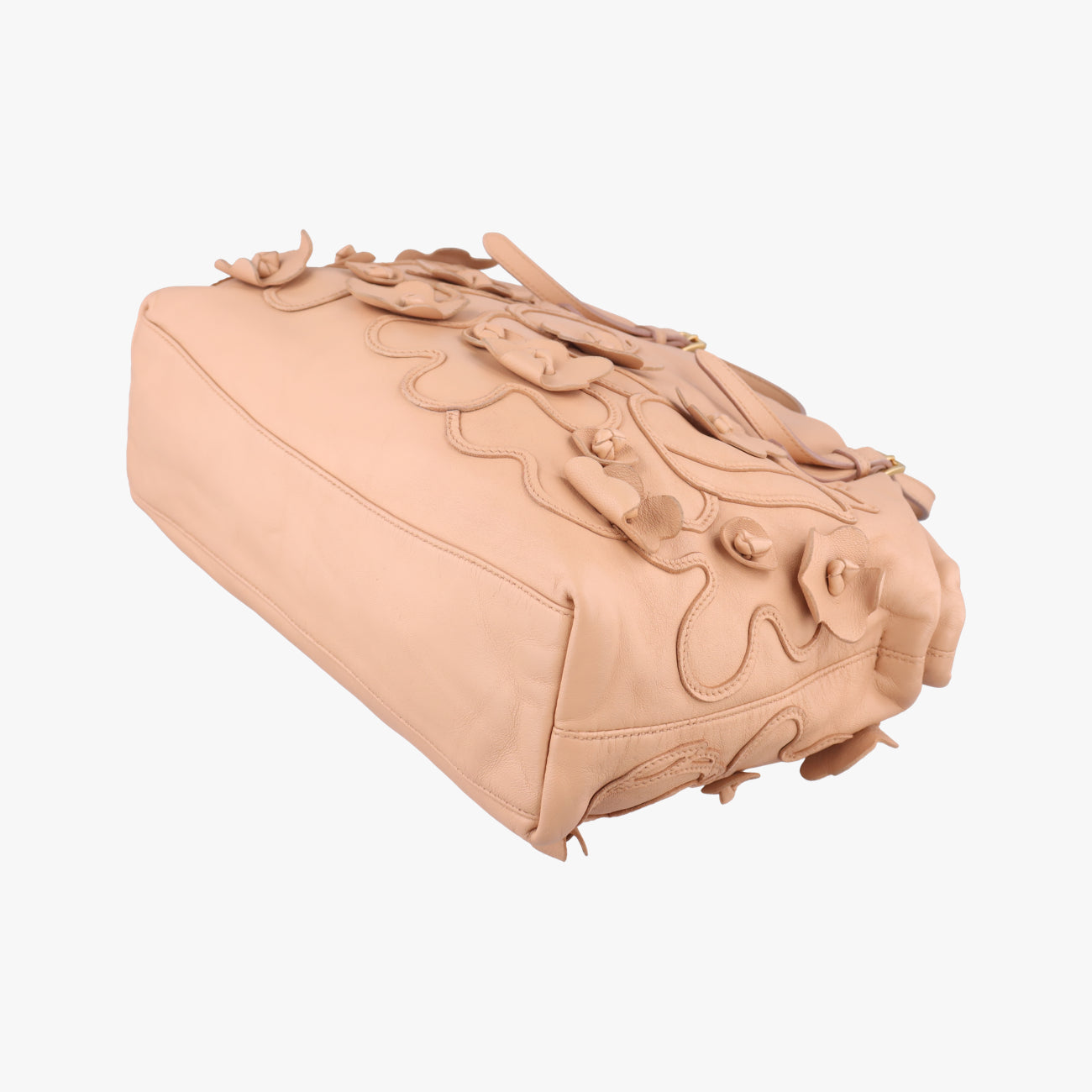 Pre-owned Prada floral embellishments Pink leather  shoulderbag | stylenewstar