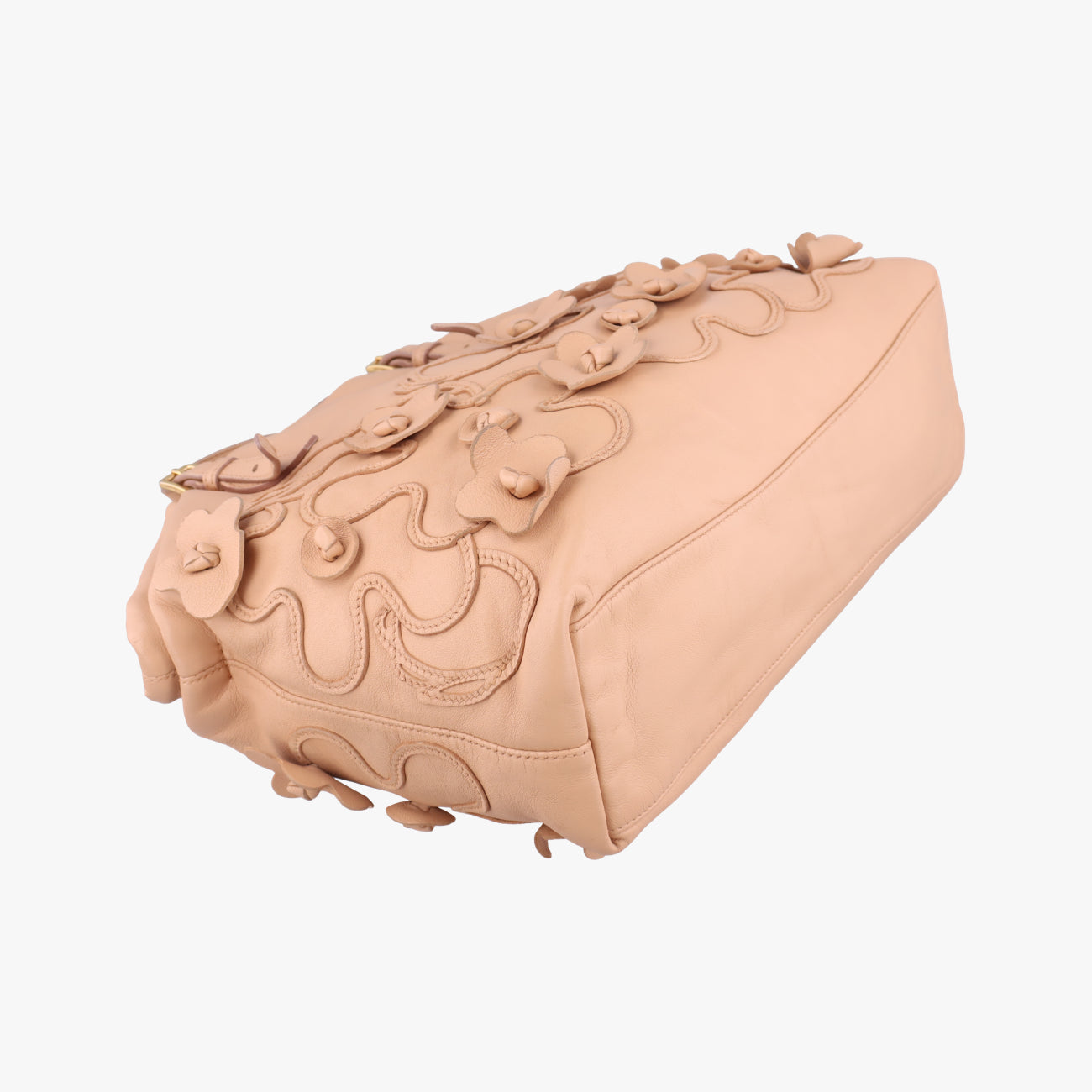 Pre-owned Prada floral embellishments Pink leather  shoulderbag | stylenewstar