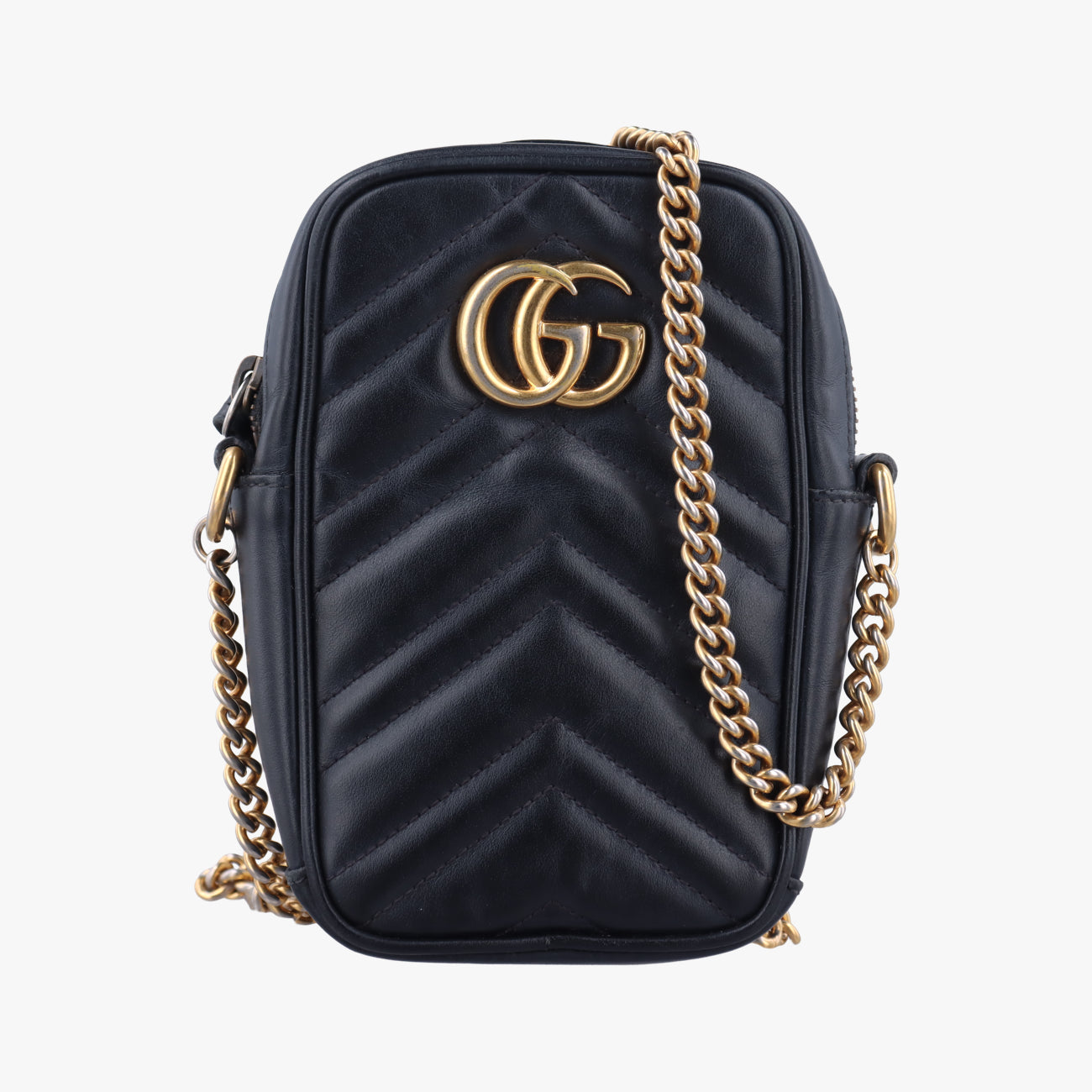 Pre-owned Gucci GG Marmont Black Leather 598597 shoulderbag | stylenewstar
