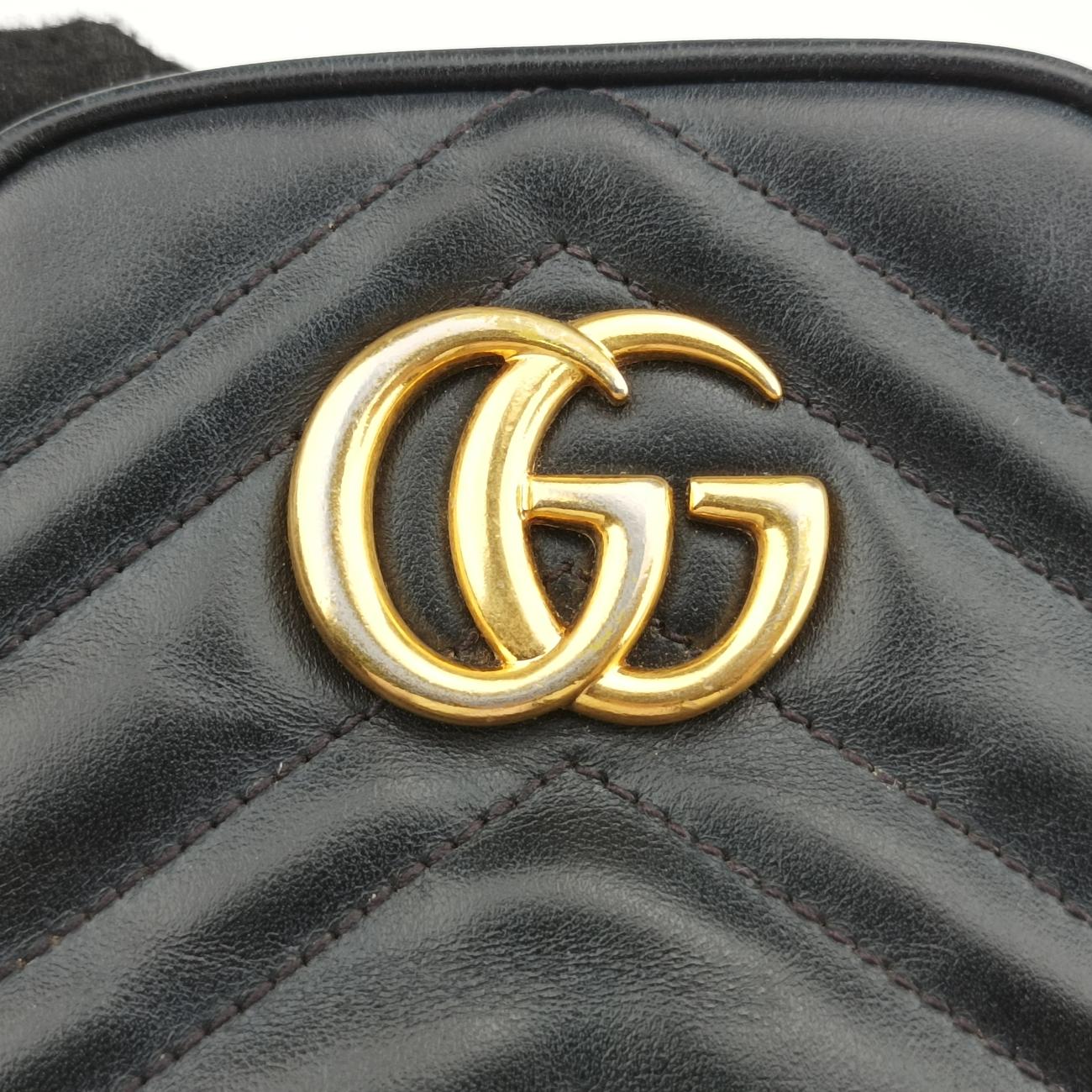 Pre-owned Gucci GG Marmont Black Leather 598597 shoulderbag | stylenewstar