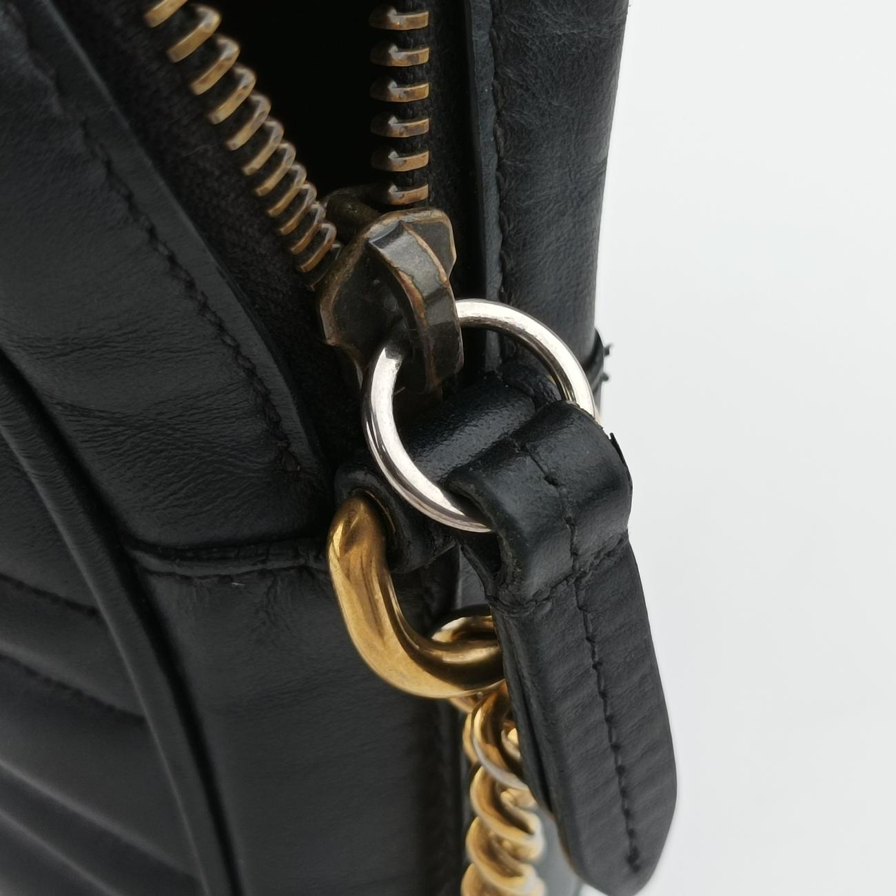 Pre-owned Gucci GG Marmont Black Leather 598597 shoulderbag | stylenewstar