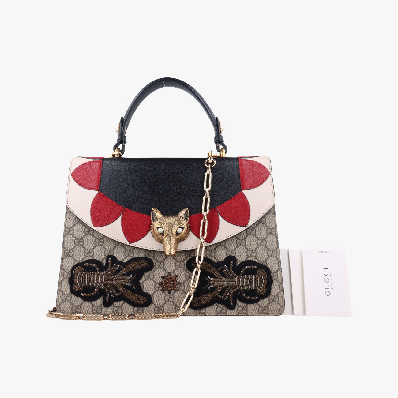 Pre-owned Gucci GG Supreme  Fox Beige×Multicolour PVC coated canvas x leather 466432 shoulderbag | stylenewstar