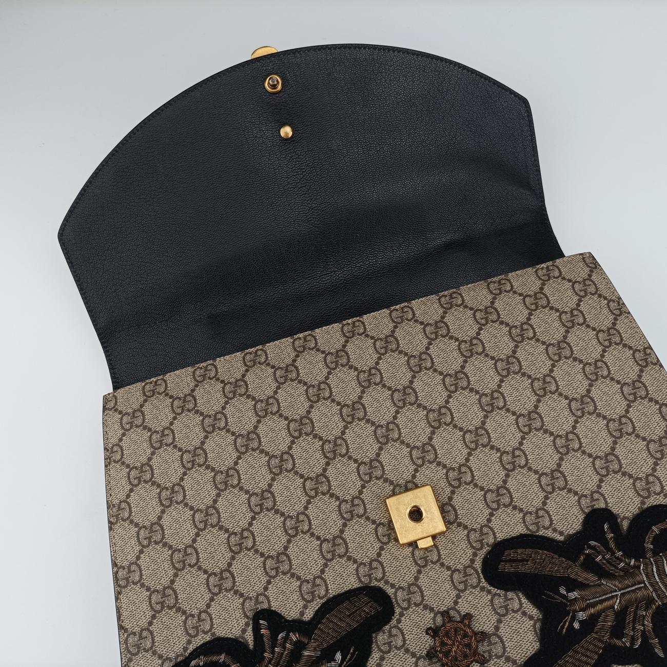 Pre-owned Gucci GG Supreme  Fox Beige×Multicolour PVC coated canvas x leather 466432 shoulderbag | stylenewstar