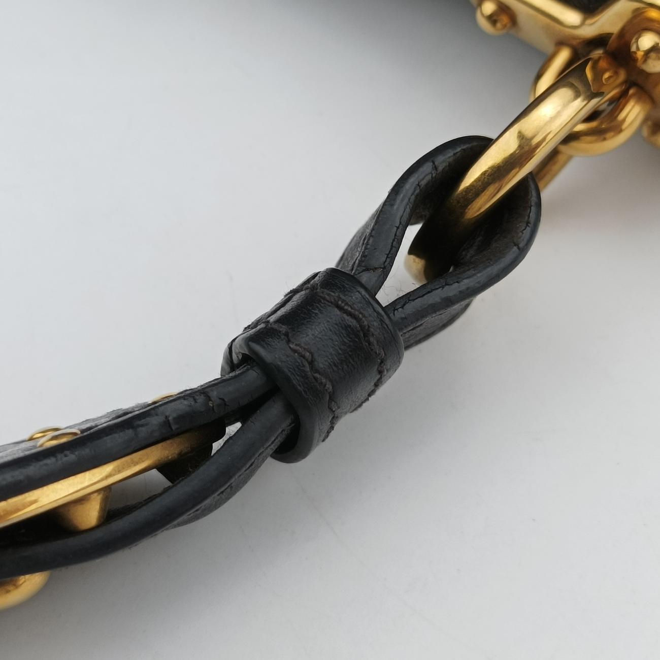 Pre-owned Prada Cahier Blue×Black Leather 1BD045 shoulderbag | stylenewstar