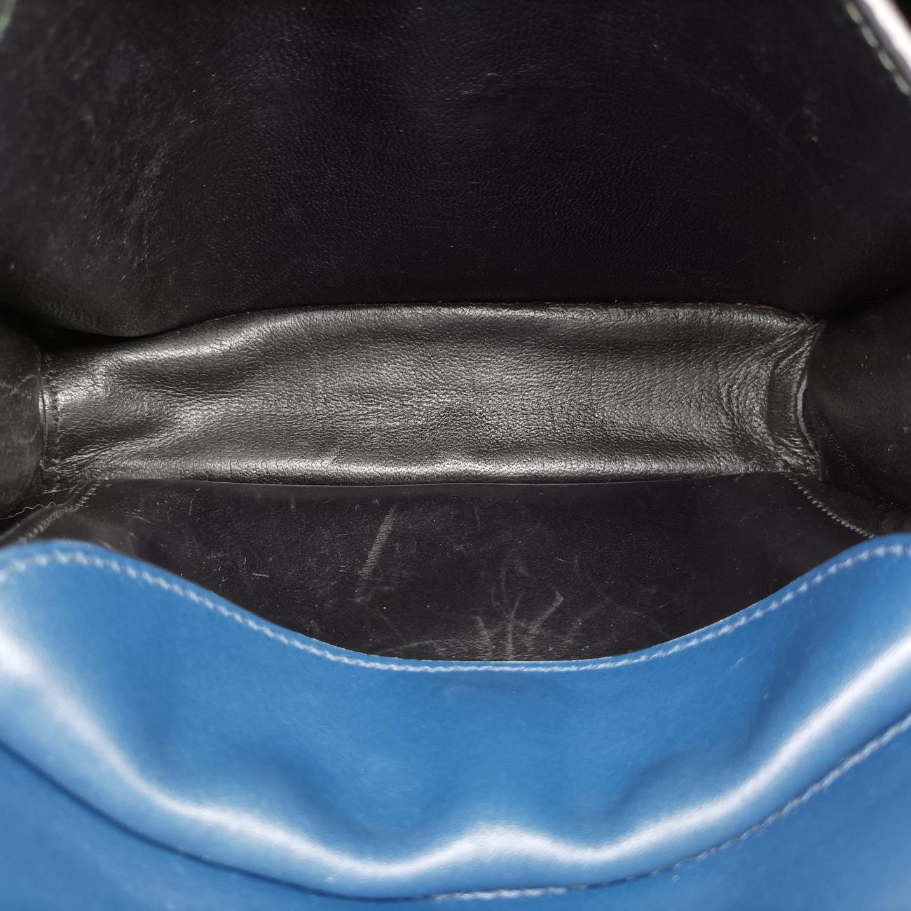 Pre-owned Prada Cahier Blue×Black Leather 1BD045 shoulderbag | stylenewstar