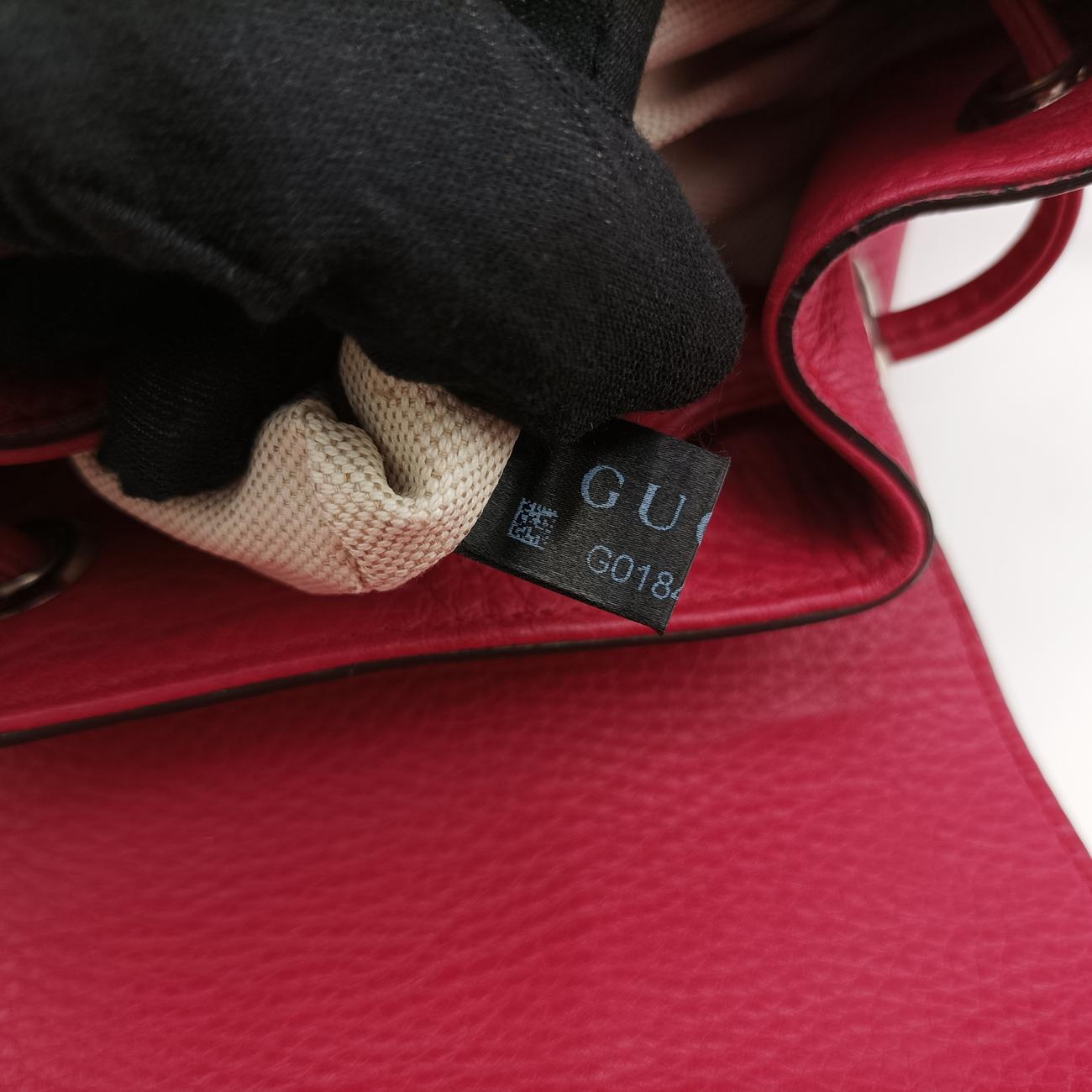 Pre-owned Gucci Bamboo fringe tassel Red Leather 387149 backpack/rucksack | stylenewstar