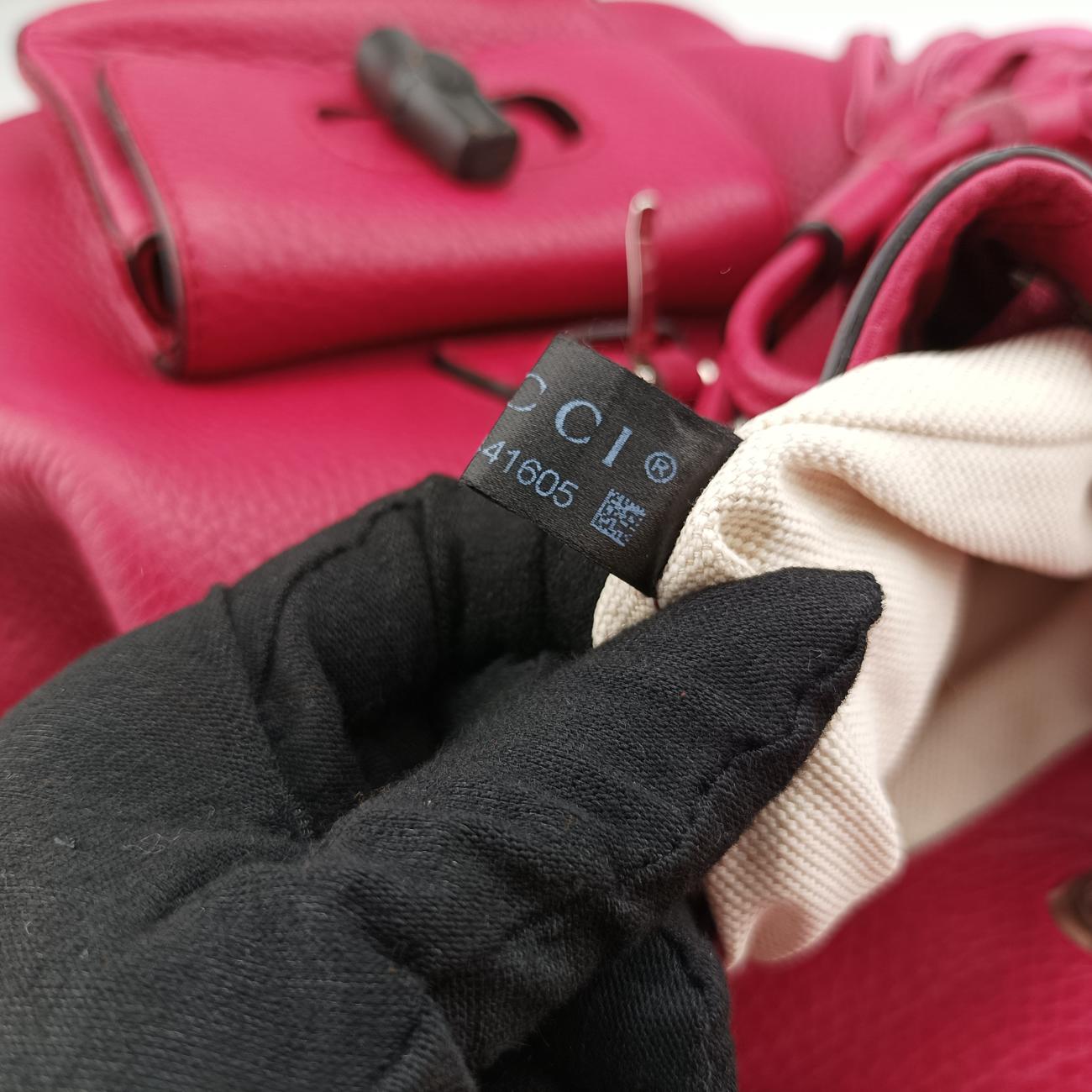 Pre-owned Gucci Bamboo fringe tassel Red Leather 387149 backpack/rucksack | stylenewstar