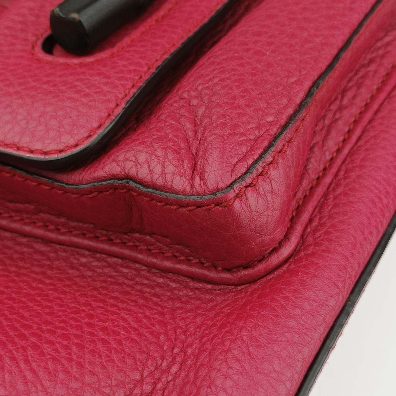 Pre-owned Gucci Bamboo fringe tassel Red Leather 387149 backpack/rucksack | stylenewstar