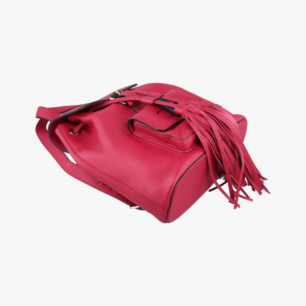 Pre-owned Gucci Bamboo fringe tassel Red Leather 387149 backpack/rucksack | stylenewstar