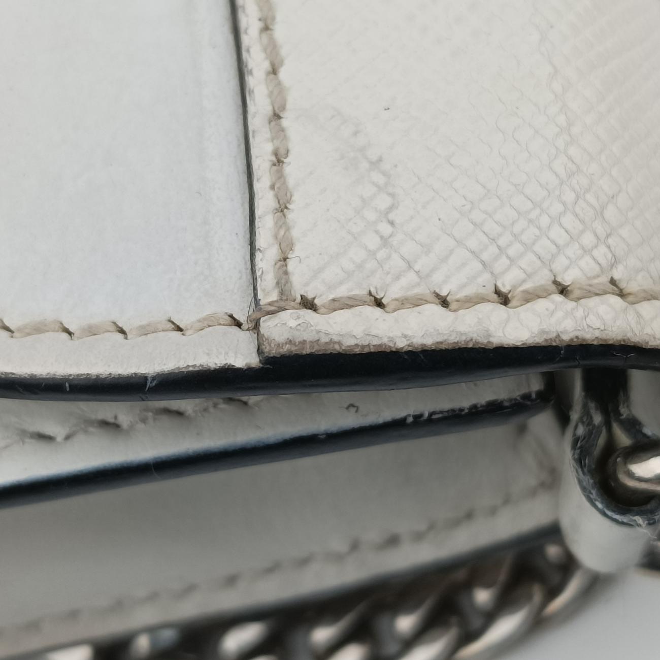 Pre-owned Prada Electra Studded White Leather 1BD120 shoulderbag | stylenewstar