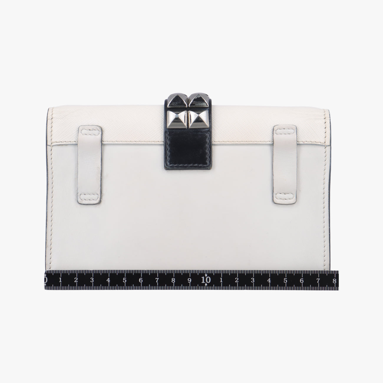 Pre-owned Prada Electra Studded White Leather 1BD120 shoulderbag | stylenewstar