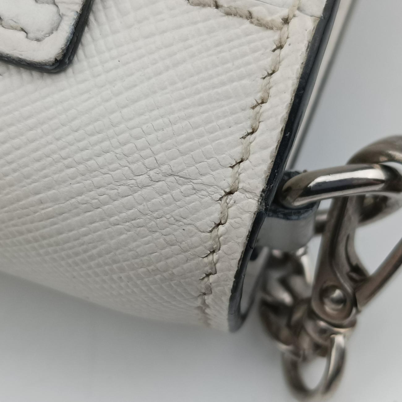 Pre-owned Prada Electra Studded White Leather 1BD120 shoulderbag | stylenewstar