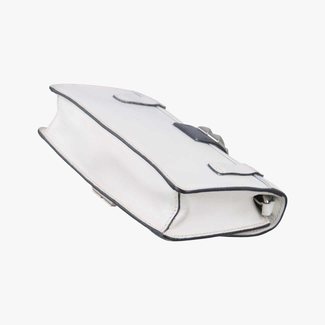 Pre-owned Prada Electra Studded White Leather 1BD120 shoulderbag | stylenewstar