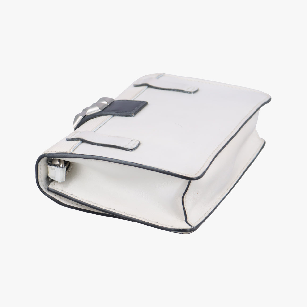 Pre-owned Prada Electra Studded White Leather 1BD120 shoulderbag | stylenewstar