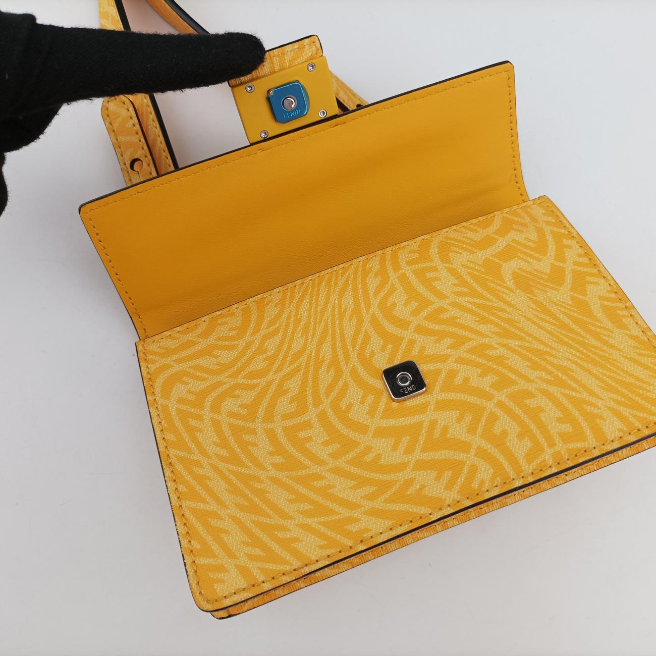 Vintage Fendi FF Logo Baguette slim Yellow Leather 7M0295 shoulderbag | stylenewstar
