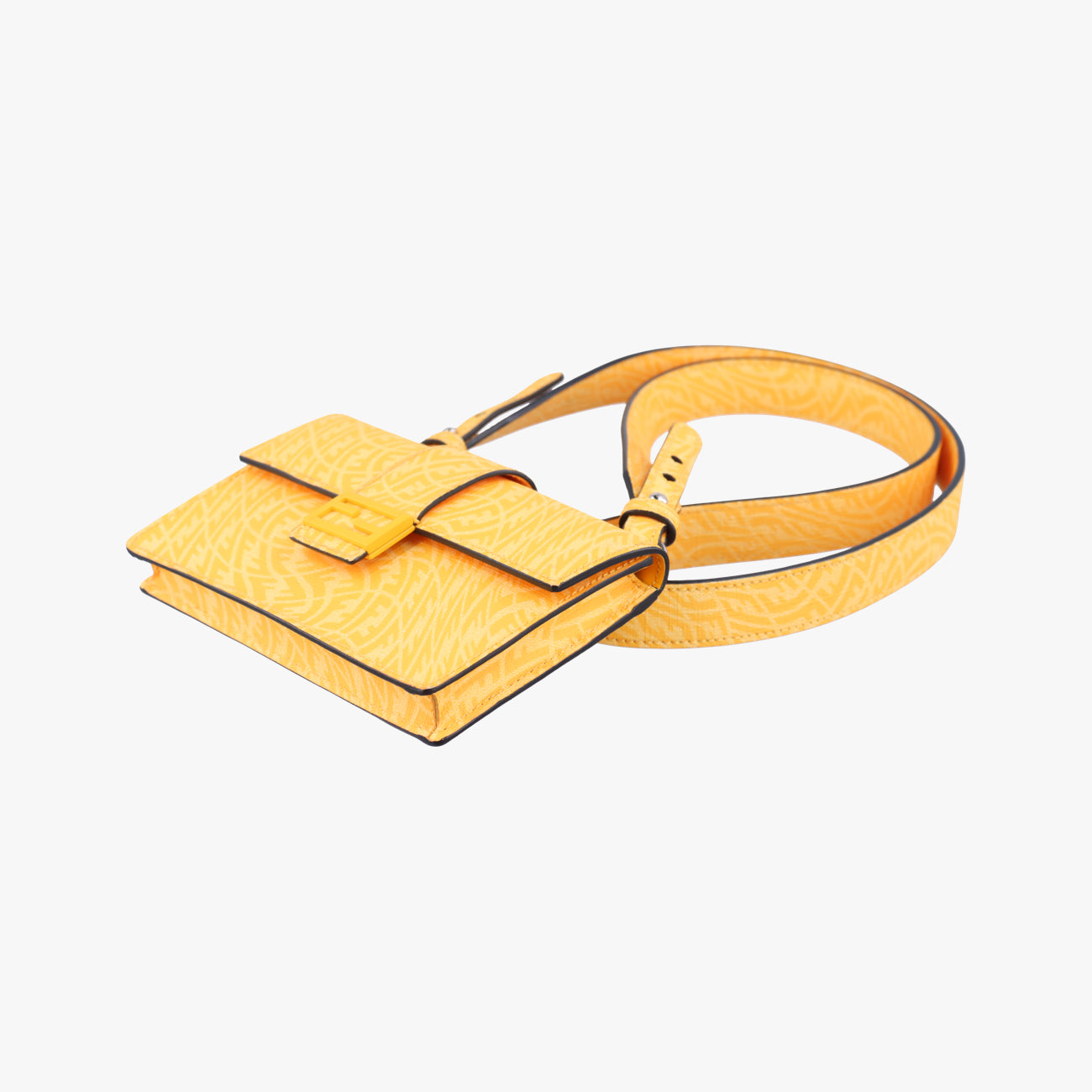 Vintage Fendi FF Logo Baguette slim Yellow Leather 7M0295 shoulderbag | stylenewstar