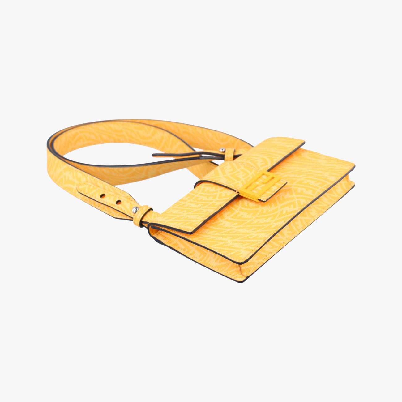 Vintage Fendi FF Logo Baguette slim Yellow Leather 7M0295 shoulderbag | stylenewstar