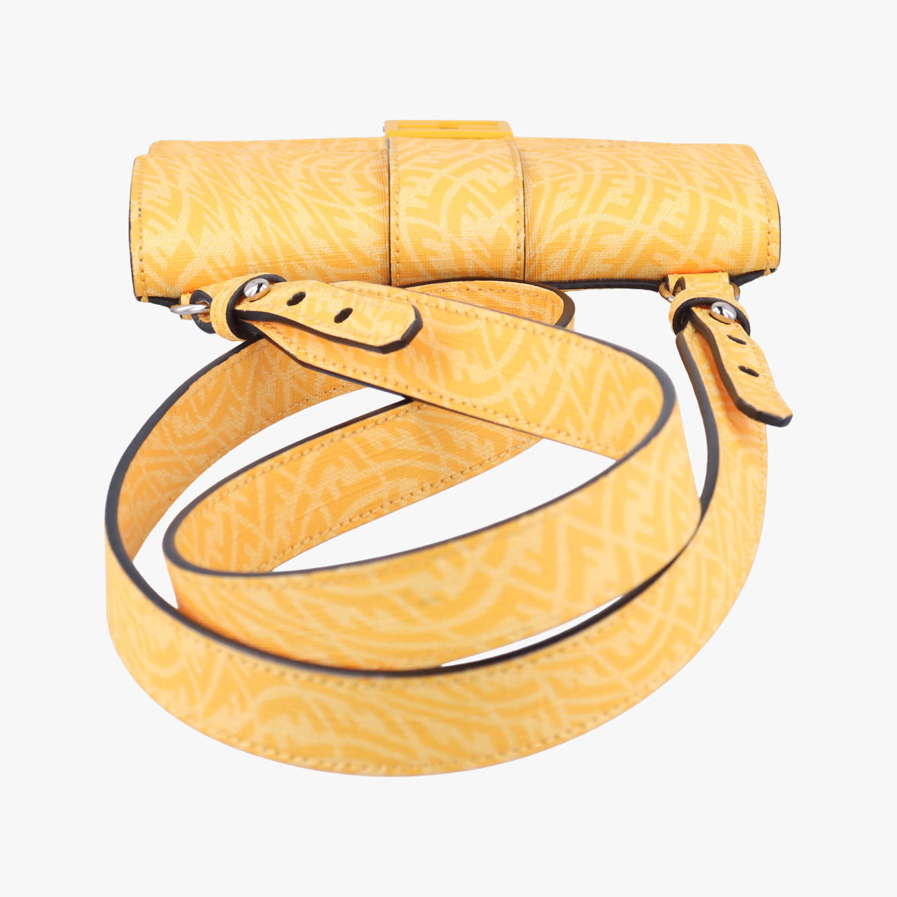 Vintage Fendi FF Logo Baguette slim Yellow Leather 7M0295 shoulderbag | stylenewstar