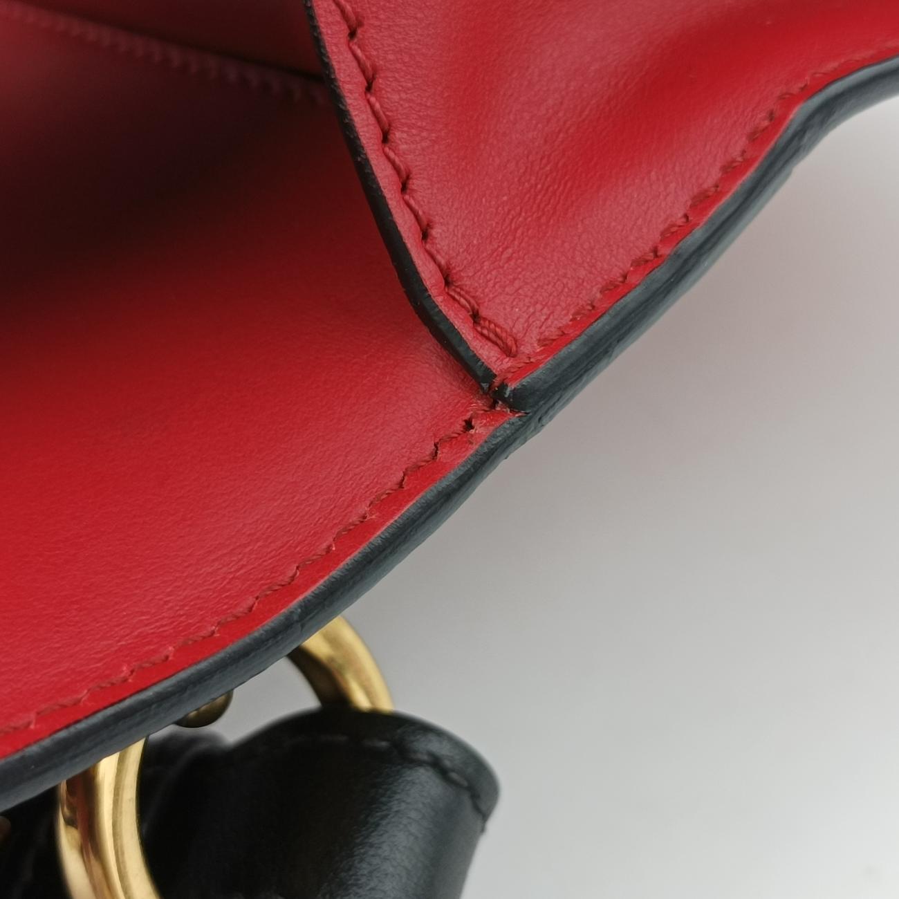 Pre-owned Prada Cahier Red×black Leather 1BD045 shoulderbag | stylenewstar