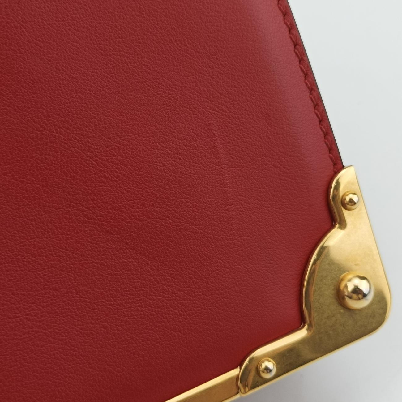 Pre-owned Prada Cahier Red×black Leather 1BD045 shoulderbag | stylenewstar