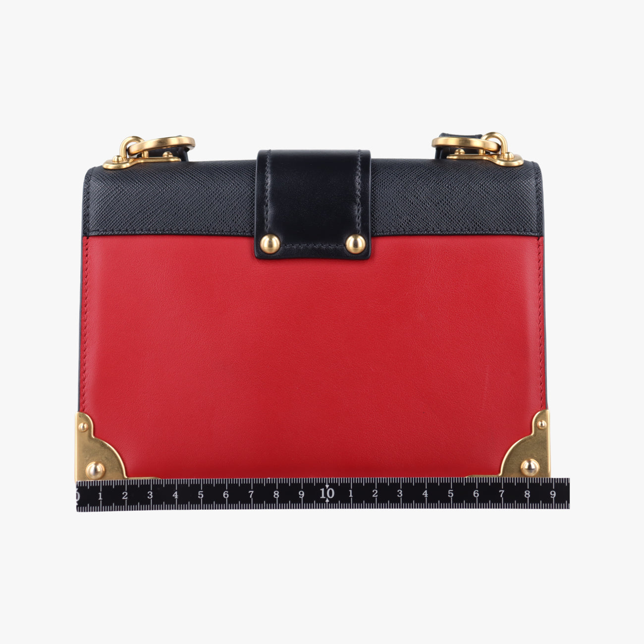 Pre-owned Prada Cahier Red×black Leather 1BD045 shoulderbag | stylenewstar