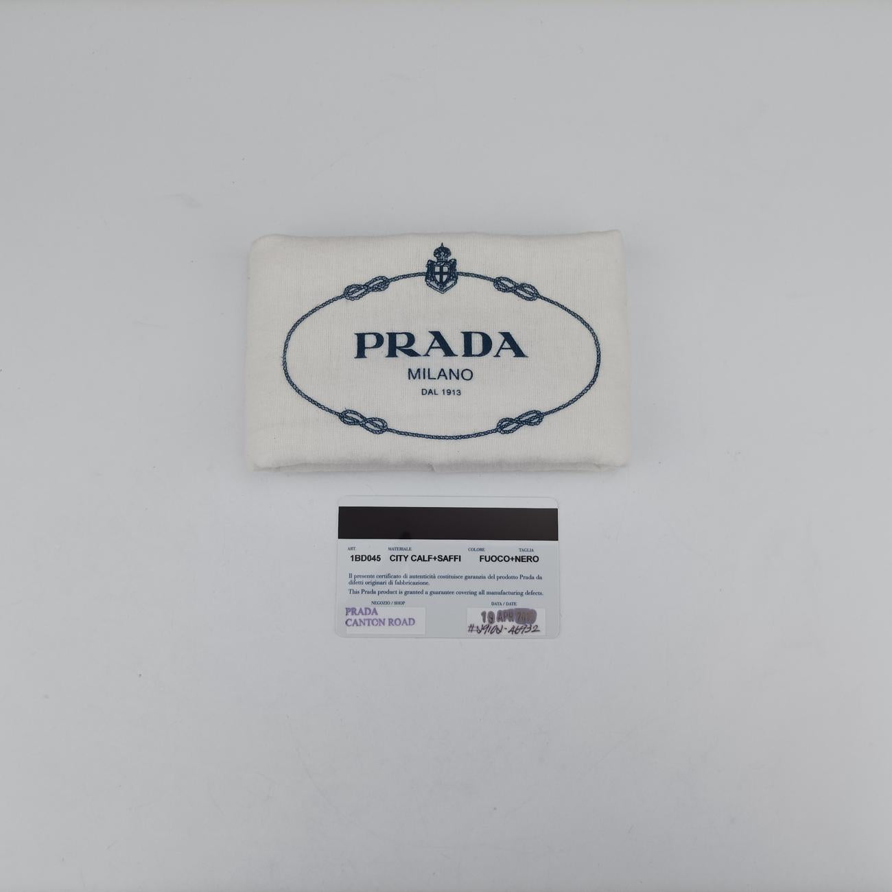 Pre-owned Prada Cahier Red×black Leather 1BD045 shoulderbag | stylenewstar