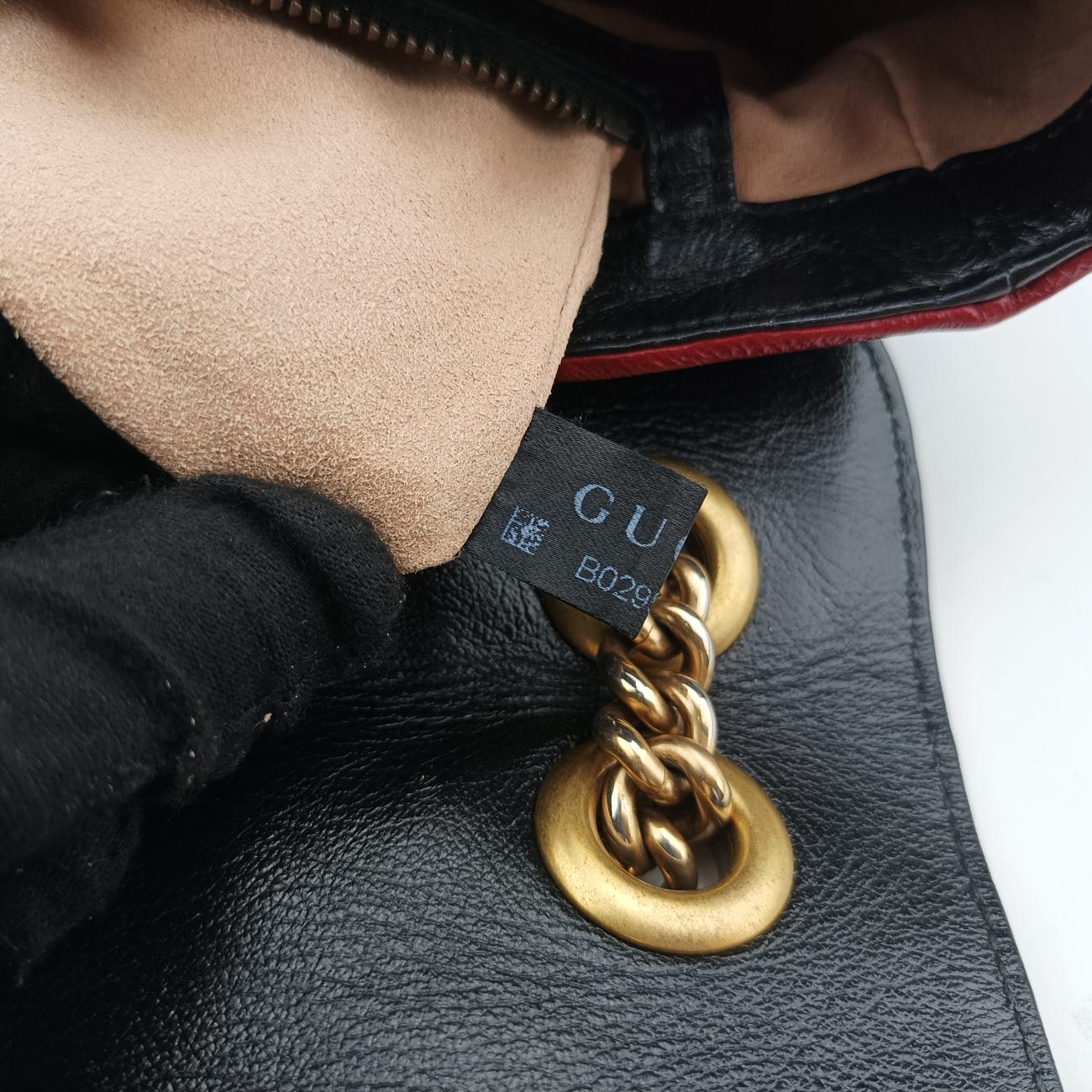 Secondhand Gucci GG Marmont Black x Beige x Red Leather 443497 shoulderbag | stylenewstar