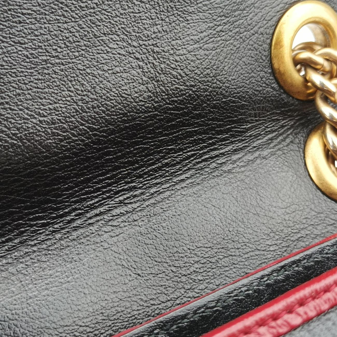 Secondhand Gucci GG Marmont Black x Beige x Red Leather 443497 shoulderbag | stylenewstar