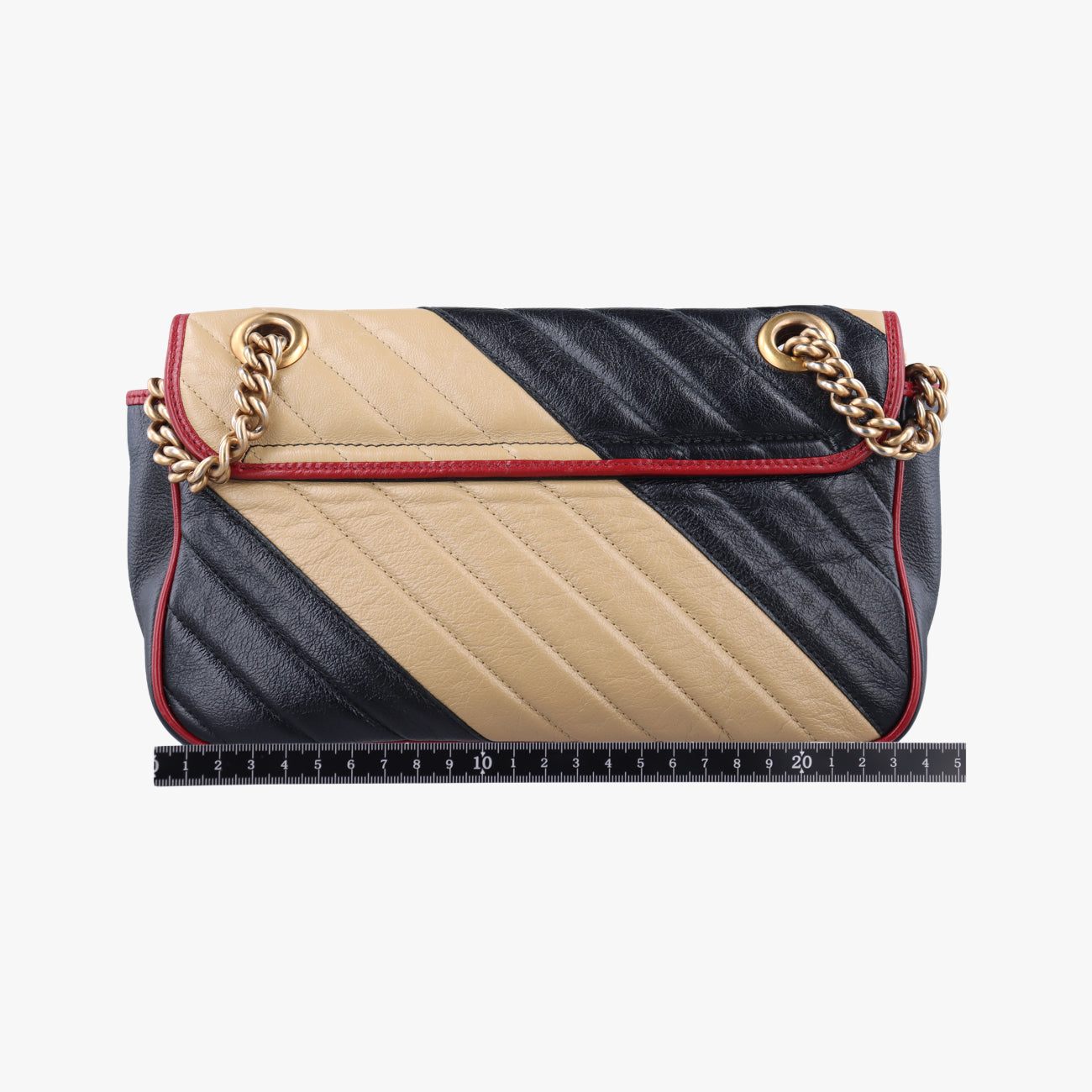 Secondhand Gucci GG Marmont Black x Beige x Red Leather 443497 shoulderbag | stylenewstar