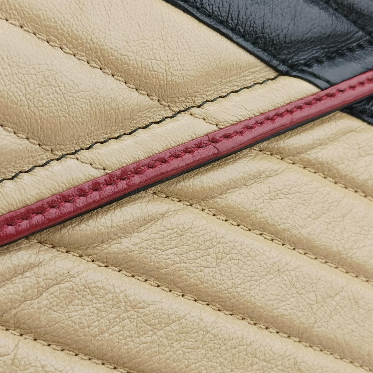 Secondhand Gucci GG Marmont Black x Beige x Red Leather 443497 shoulderbag | stylenewstar