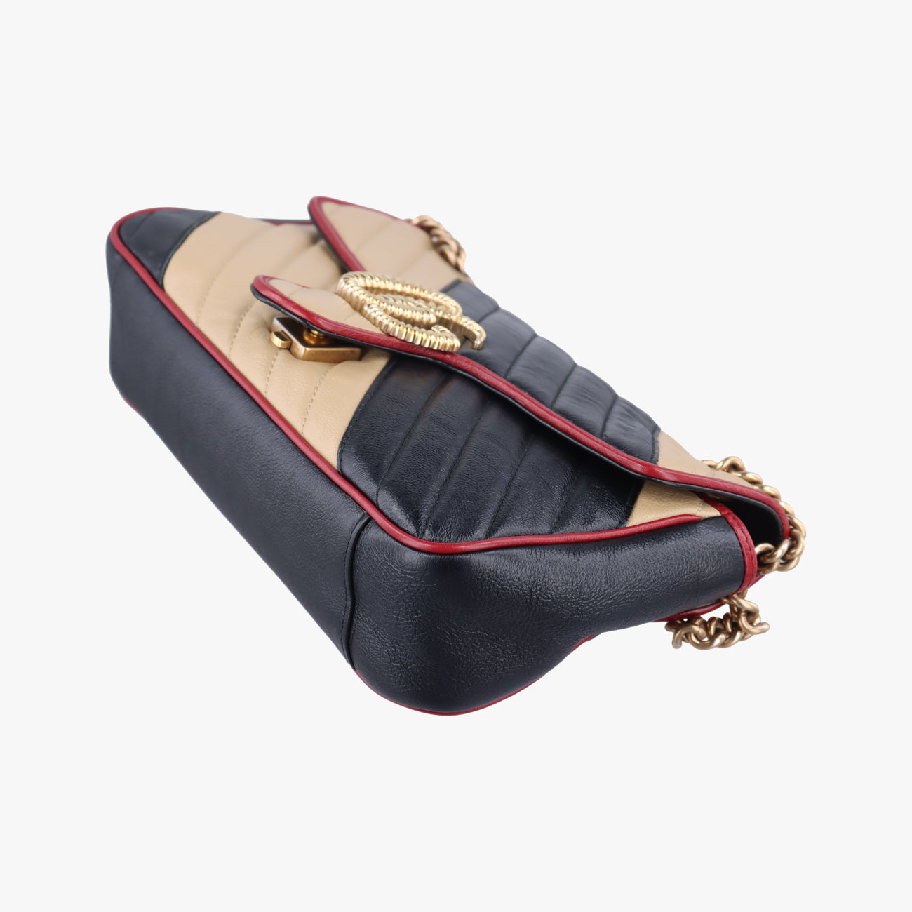 Secondhand Gucci GG Marmont Black x Beige x Red Leather 443497 shoulderbag | stylenewstar