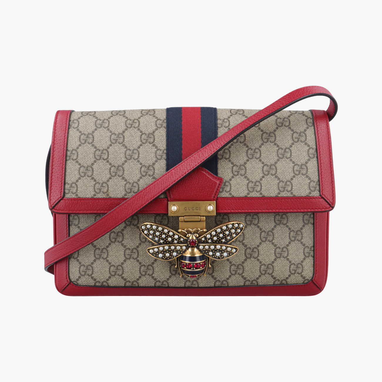 Pre-owned Gucci Queen Margaret Beige×Red×Multicolour PVC coated canvas×Leather 524356 shoulderbag | stylenewstar