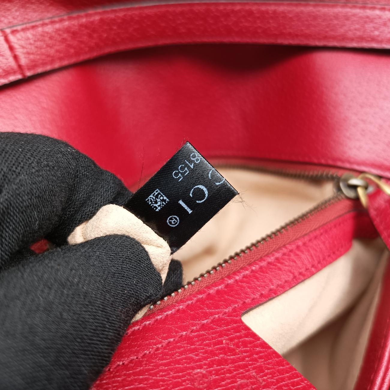 Pre-owned Gucci Queen Margaret Beige×Red×Multicolour PVC coated canvas×Leather 524356 shoulderbag | stylenewstar